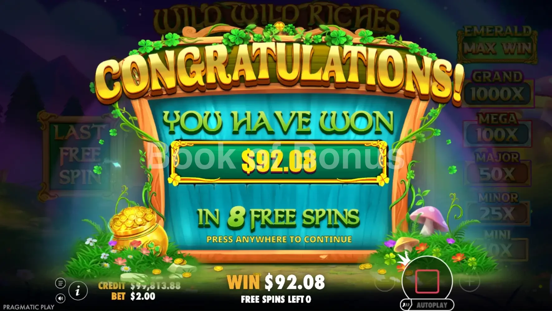 Grand gain Wild Wild Riches Returns