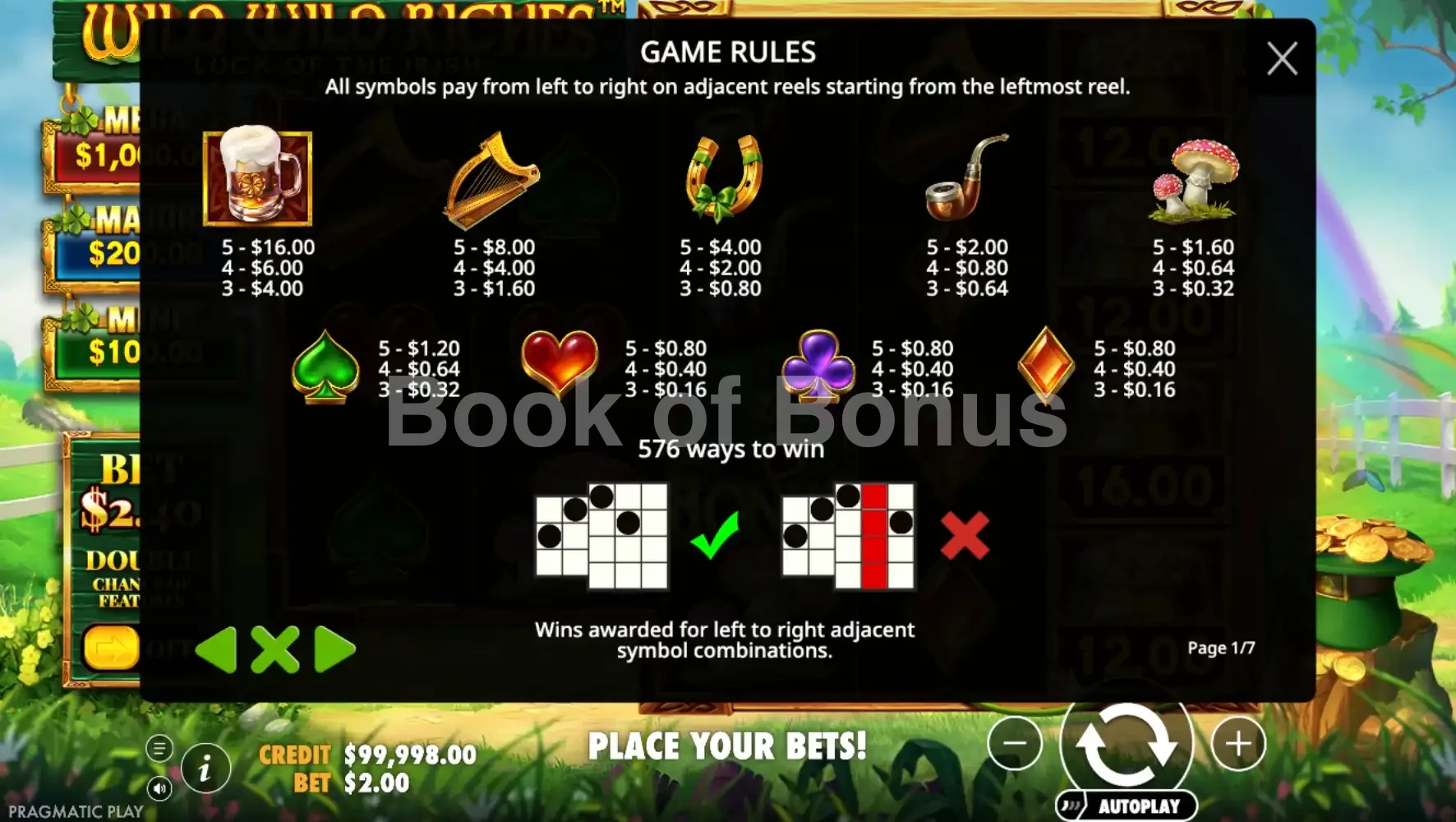 Wild Wild Riches par Pragmatic Play - table des gains et valeurs des symboles