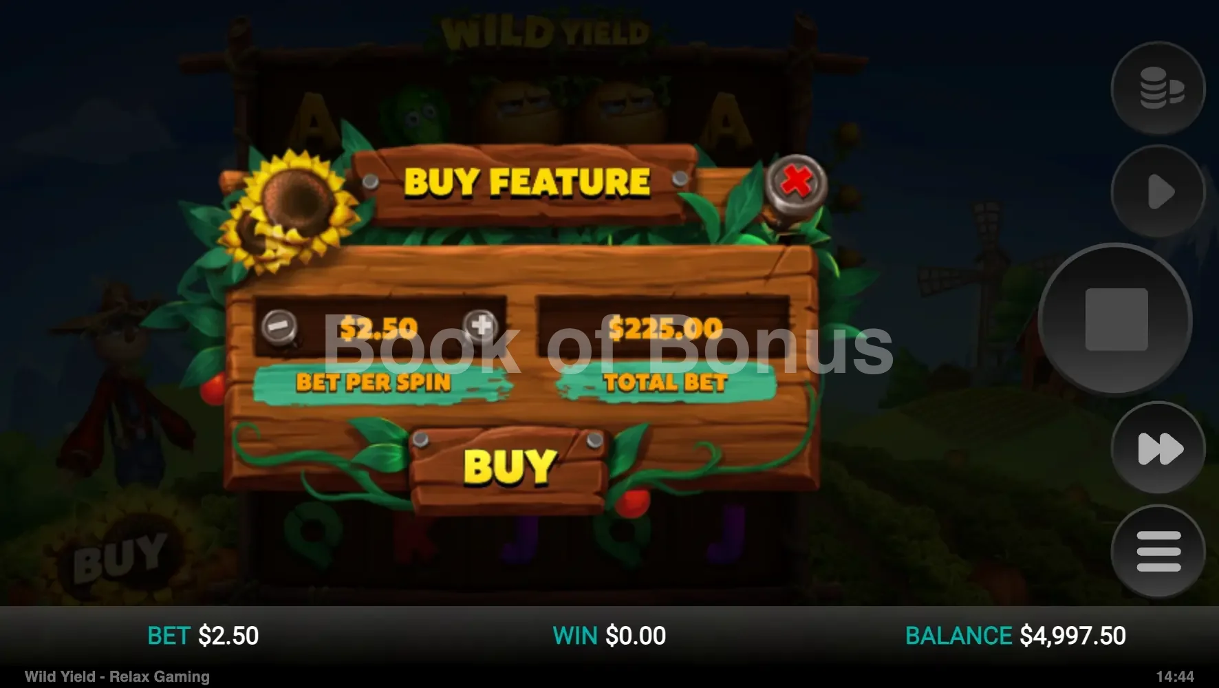 Achat de bonus Wild Yield