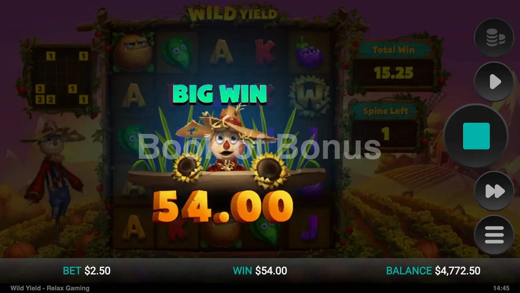 Gros gain sur Wild Yield