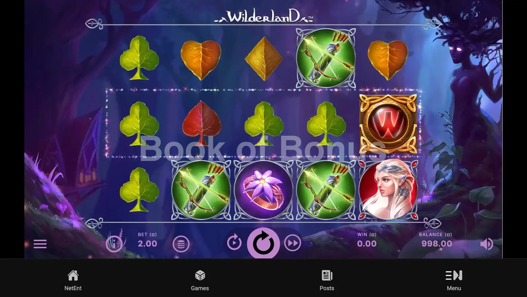 Wilderland par NetEnt - jeu de base et disposition des rouleaux