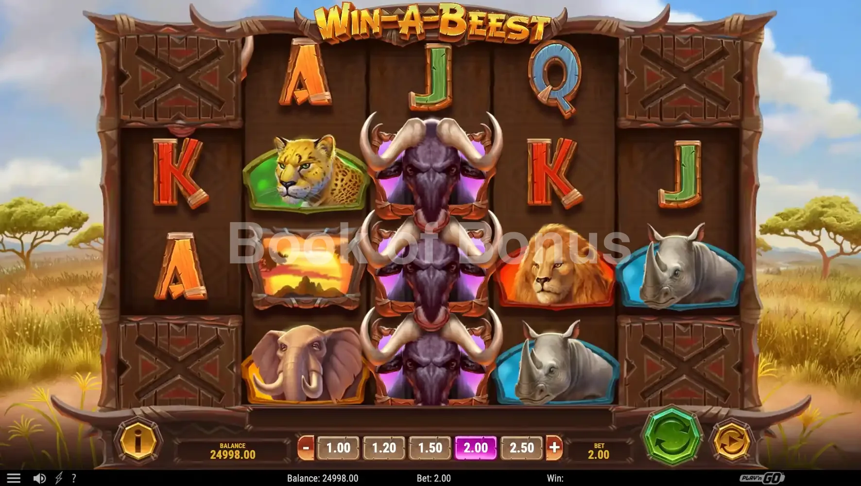 Win a Beest par Play'n GO - jeu de base et disposition des rouleaux