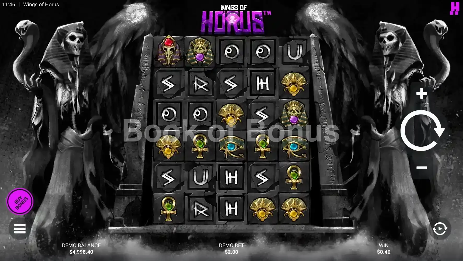 Wings of Horus par Hacksaw Gaming - jeu de base et disposition des rouleaux