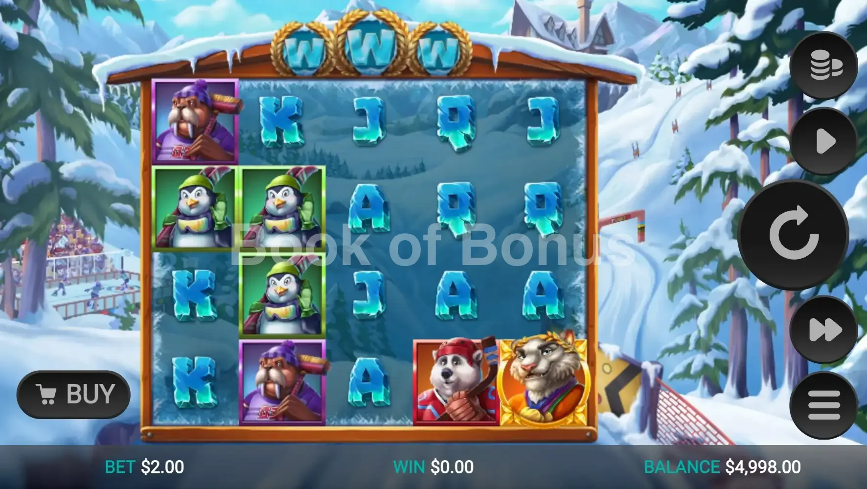 Winter Champions par Relax Gaming - jeu de base et disposition des rouleaux