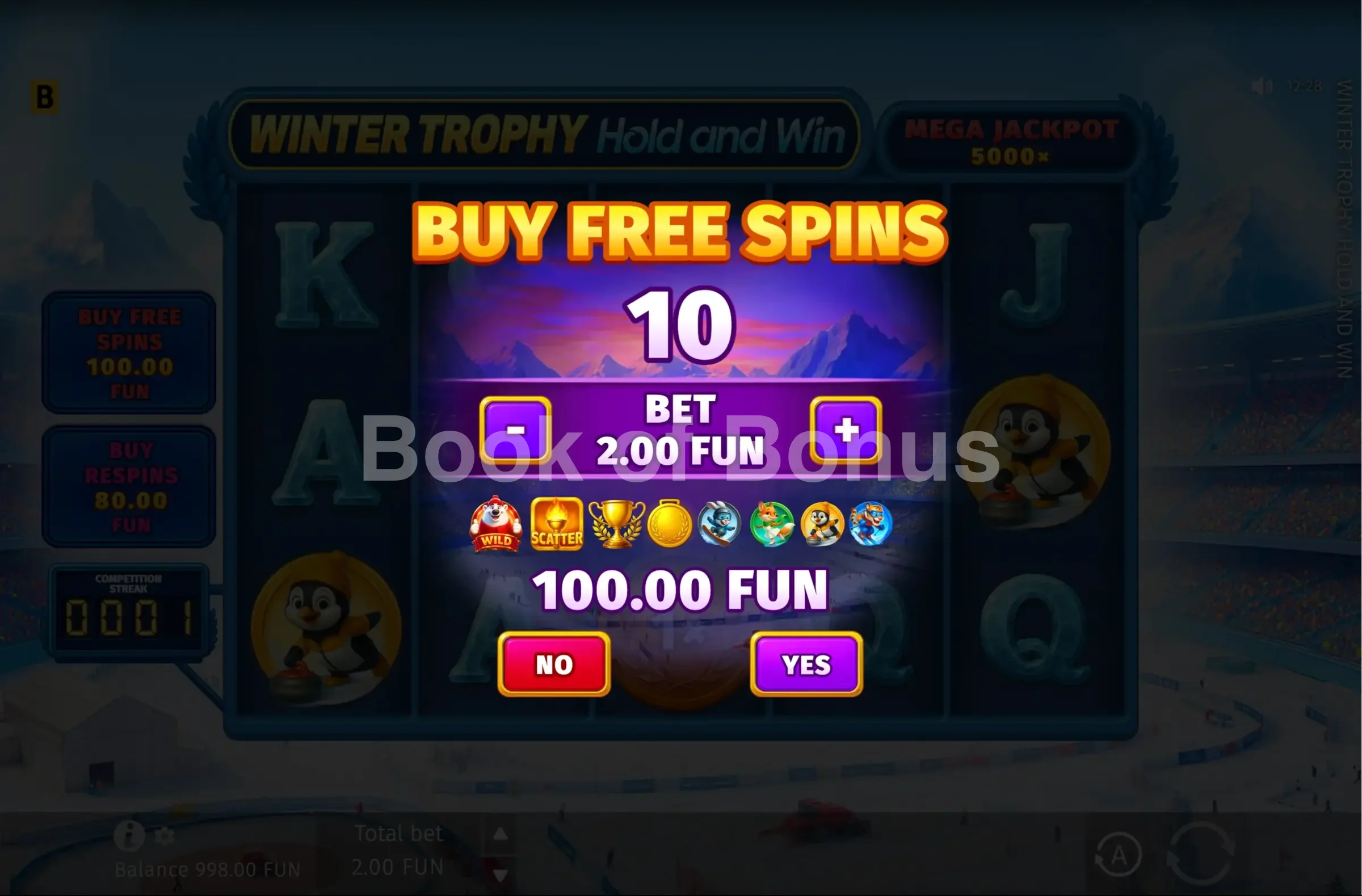 Achat de bonus Winter Trophy Hold and Win
