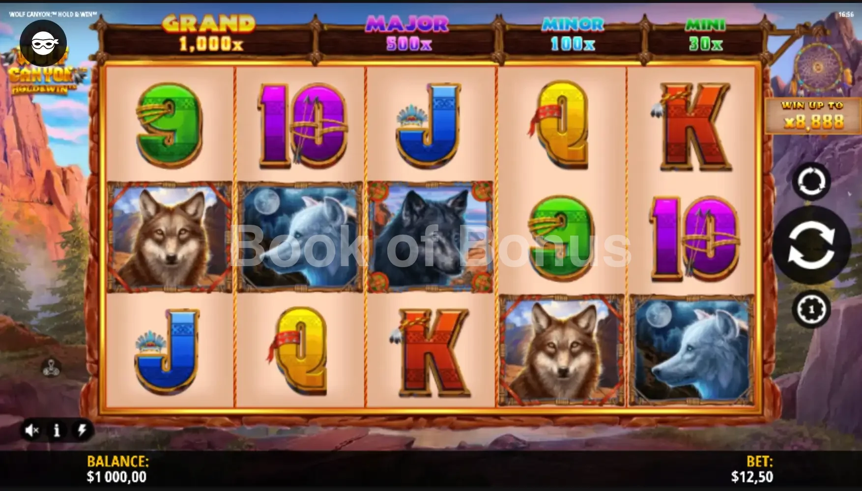 Wolf Canyon Hold & Win par iSoftBet - jeu de base et disposition des rouleaux