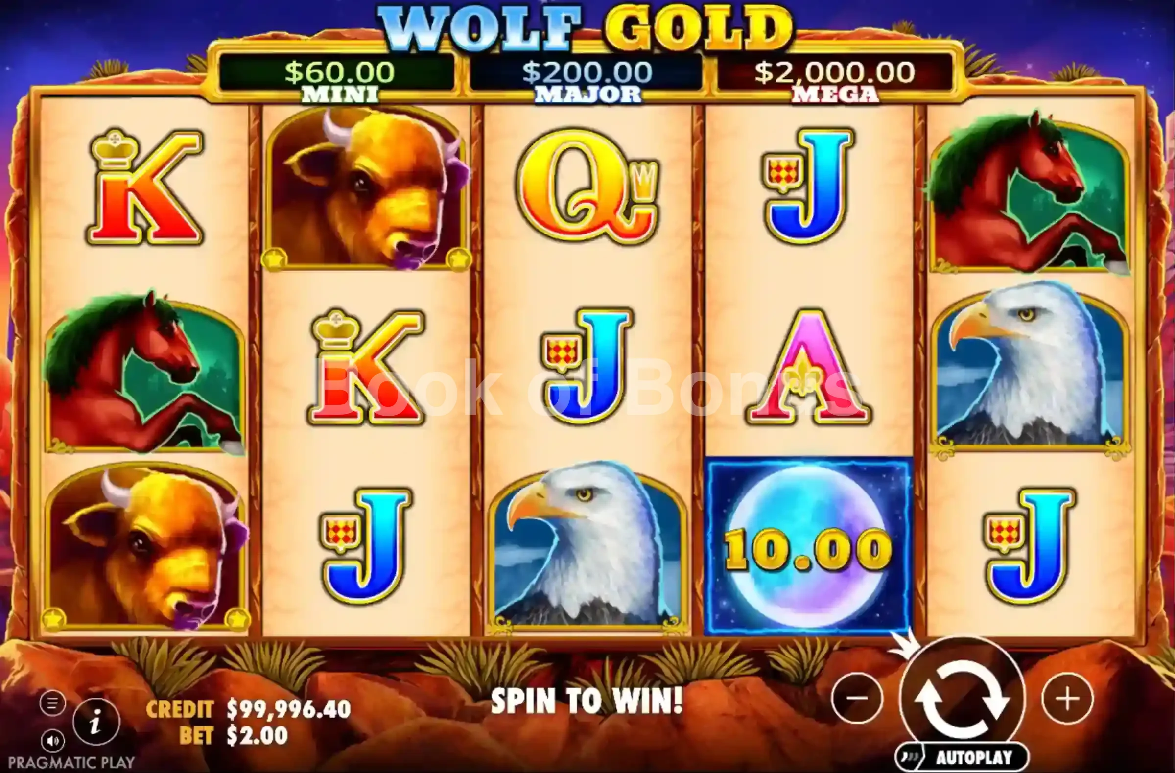 Grille de jeu Wolf Gold rouleaux