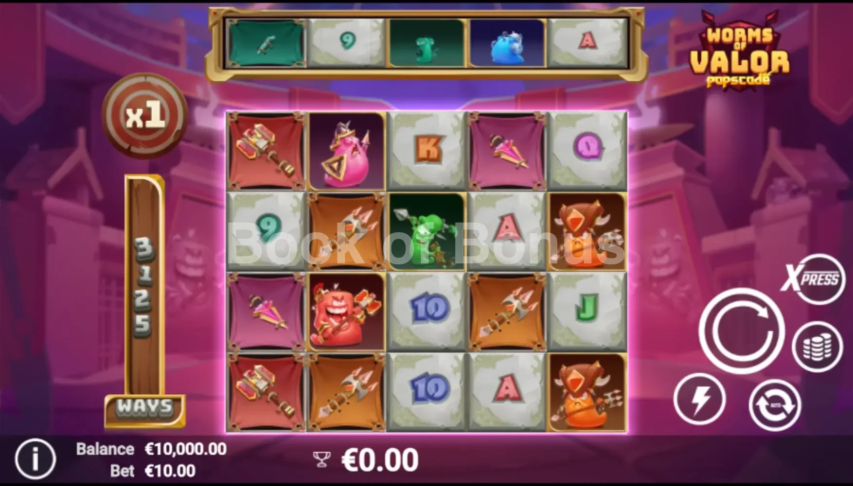 Worms of Valor par Avatar UX - jeu de base et disposition des rouleaux