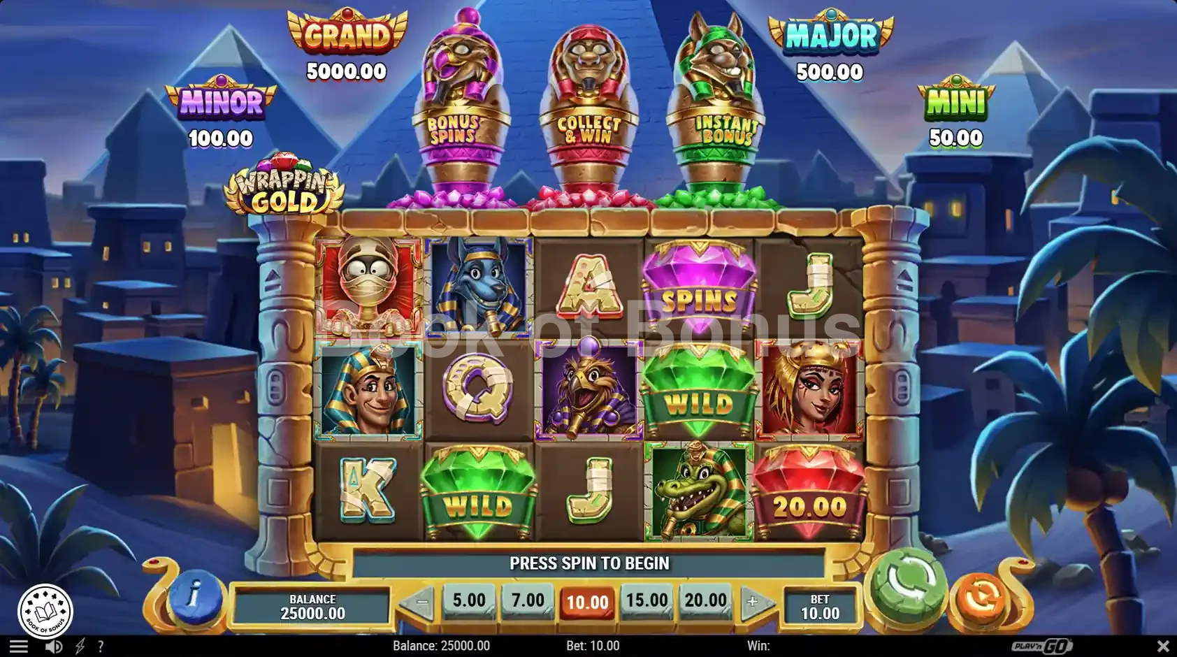 Wrappin’ Gold par Play'n GO - jeu de base et disposition des rouleaux