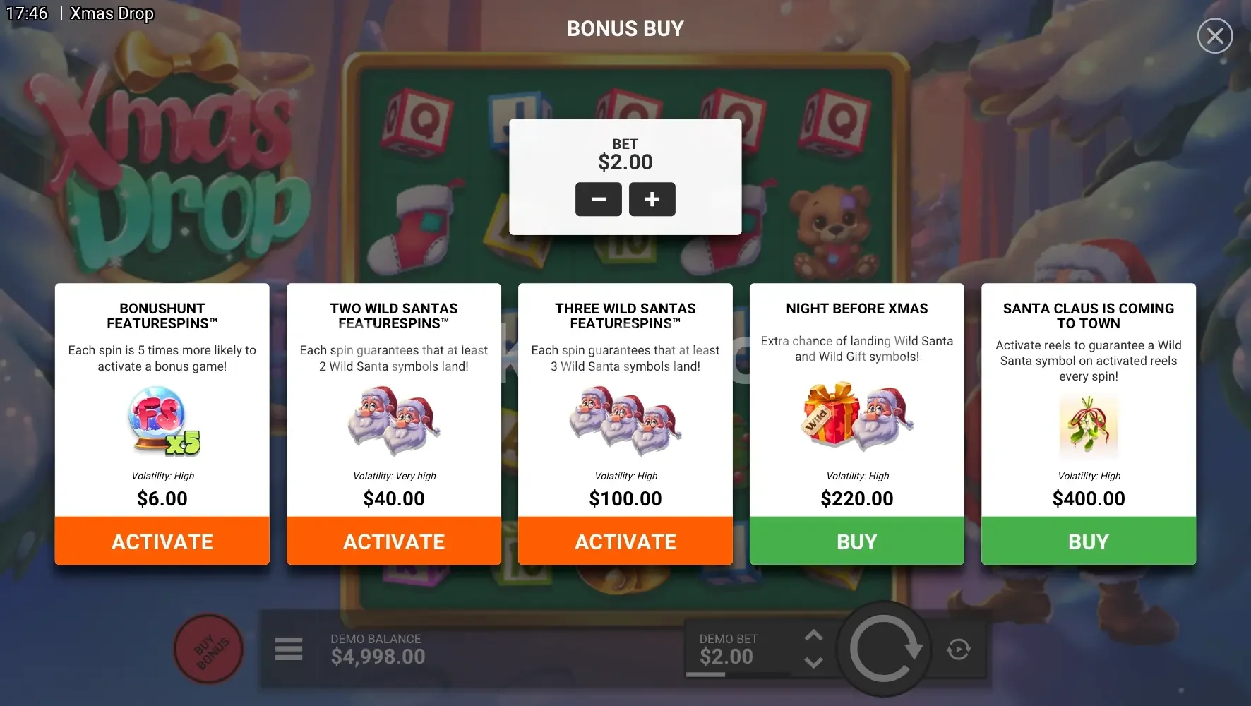 Achat de bonus Xmas Drop