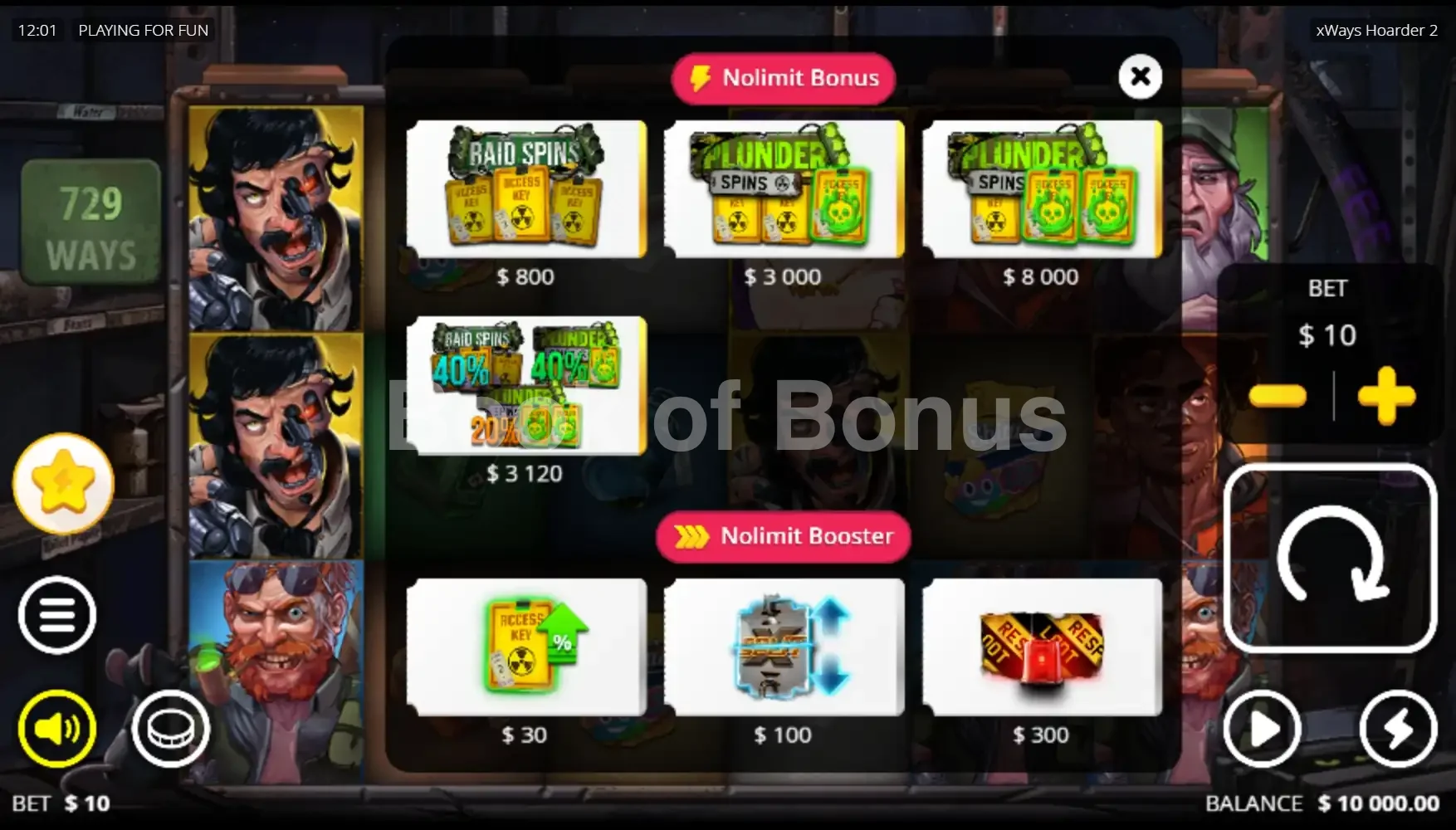 Achat de bonus xWays Hoarder 2