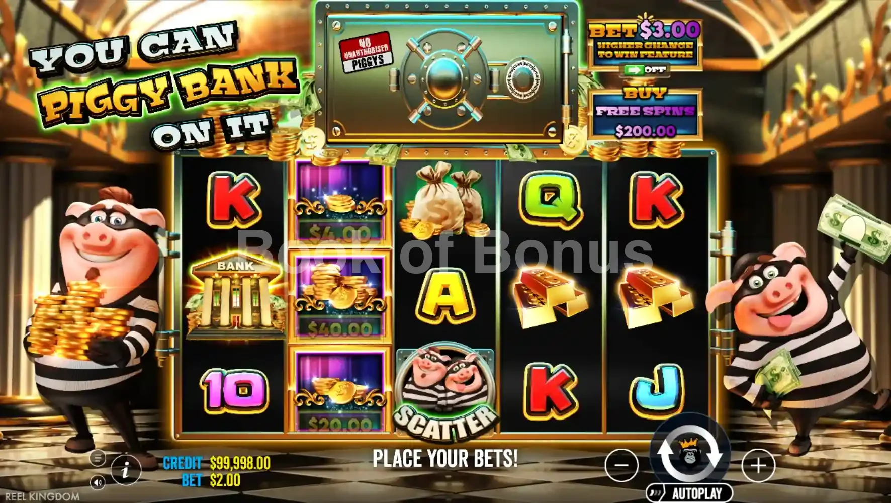 You Can Piggy Bank on It par Reel Kingdom - jeu de base et disposition des rouleaux