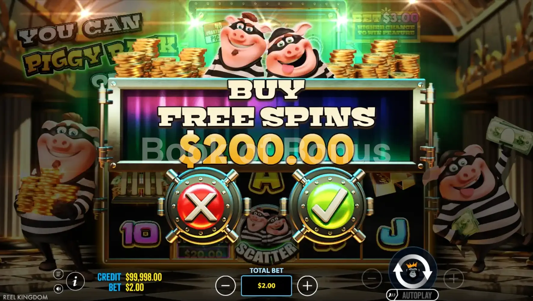 You Can Piggy Bank on It par Reel Kingdom - menu d'achat de bonus et options