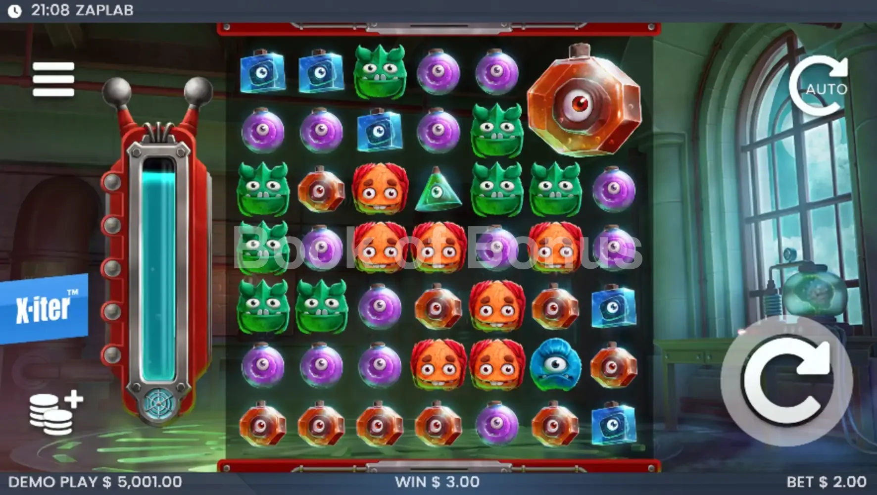 ZapLab par ELK Studios - jeu de base et disposition des rouleaux