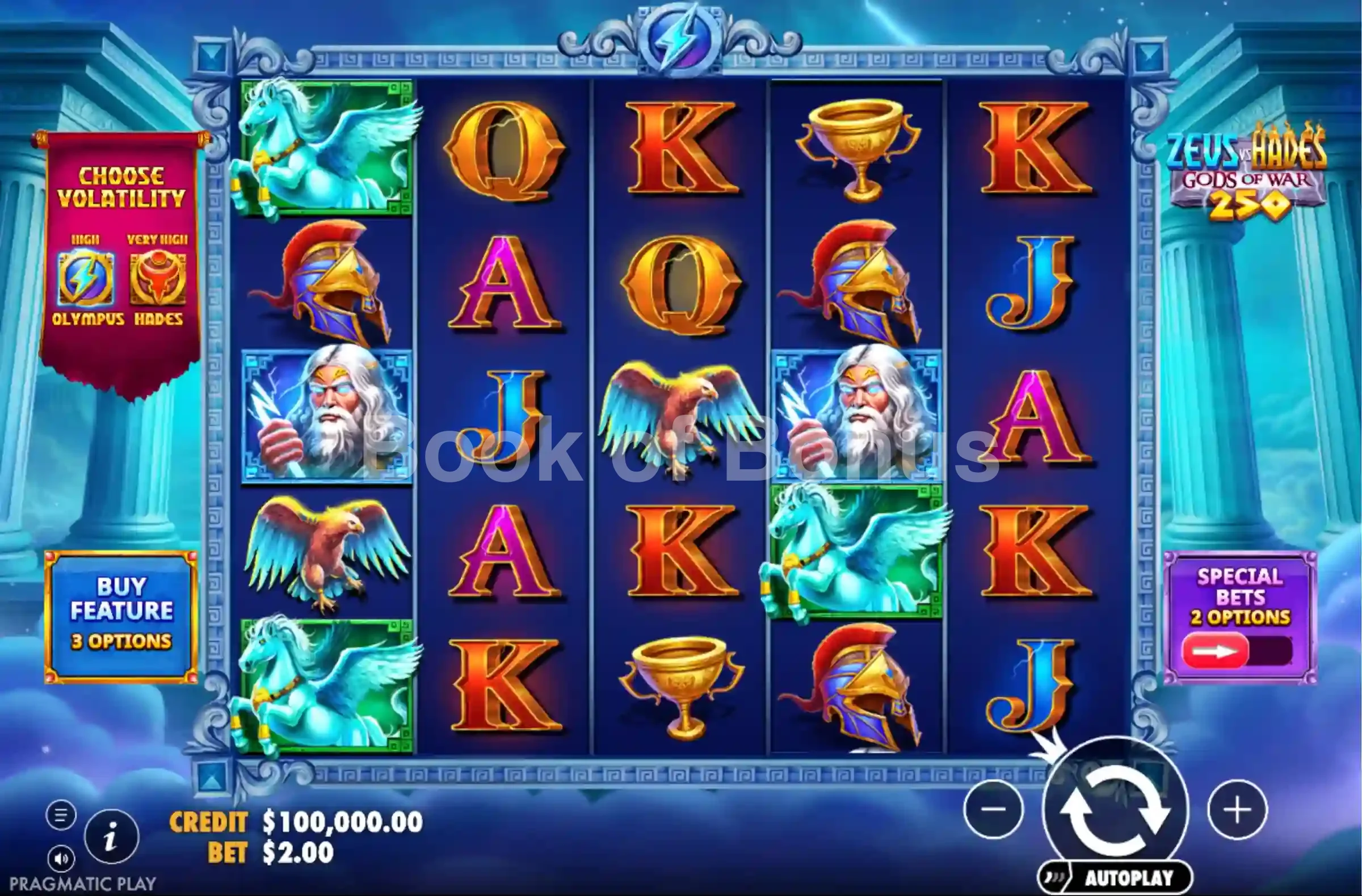 Zeus vs Hades Gods of War 250 par Pragmatic Play - jeu de base et disposition des rouleaux