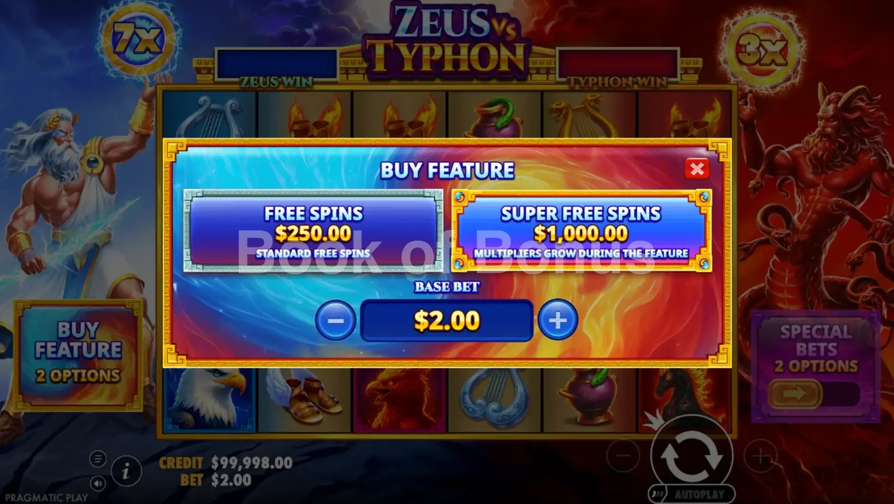 Achat de bonus Zeus vs Typhon