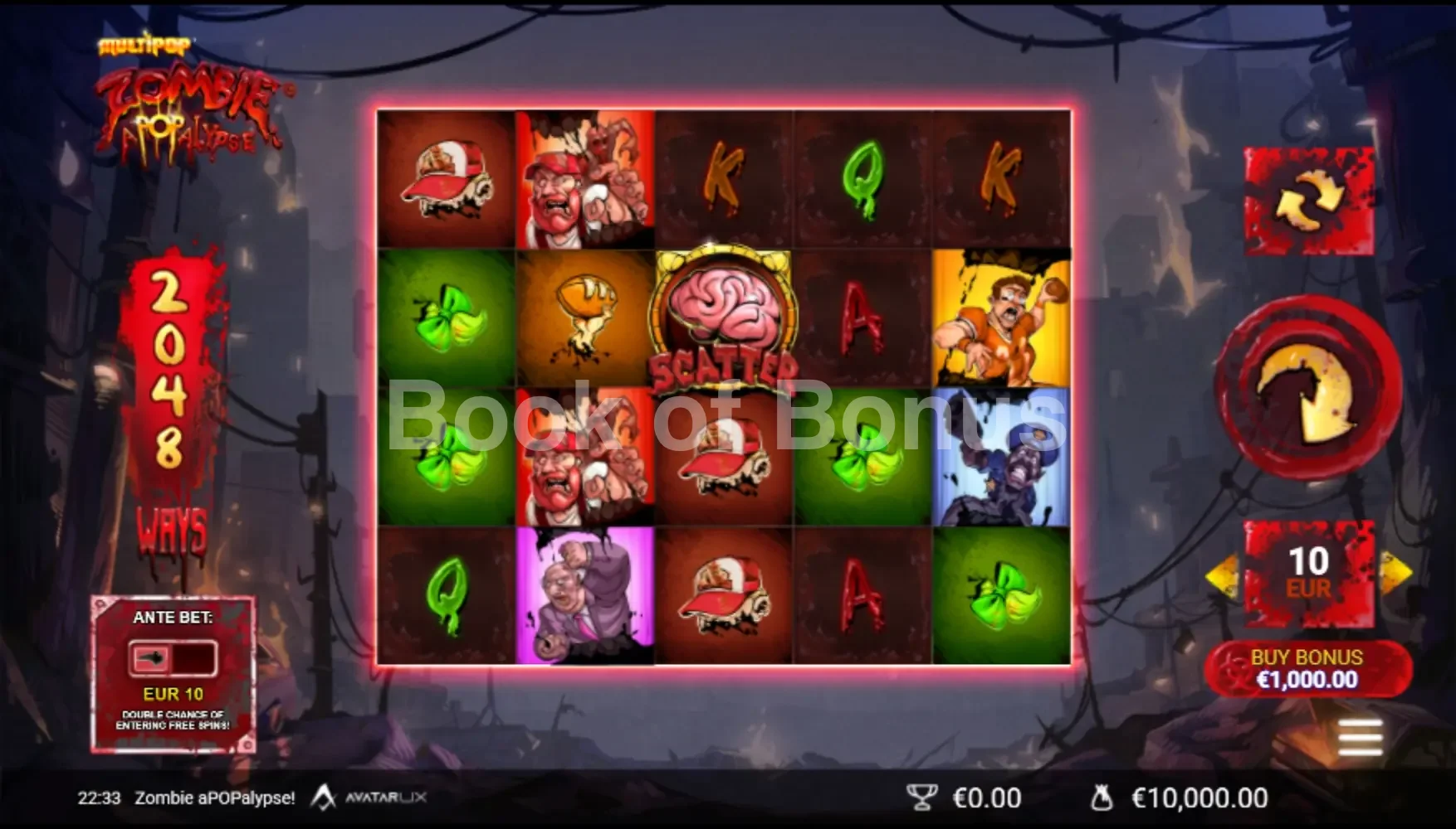 Zombie APOPalypse par Avatar UX - jeu de base et disposition des rouleaux