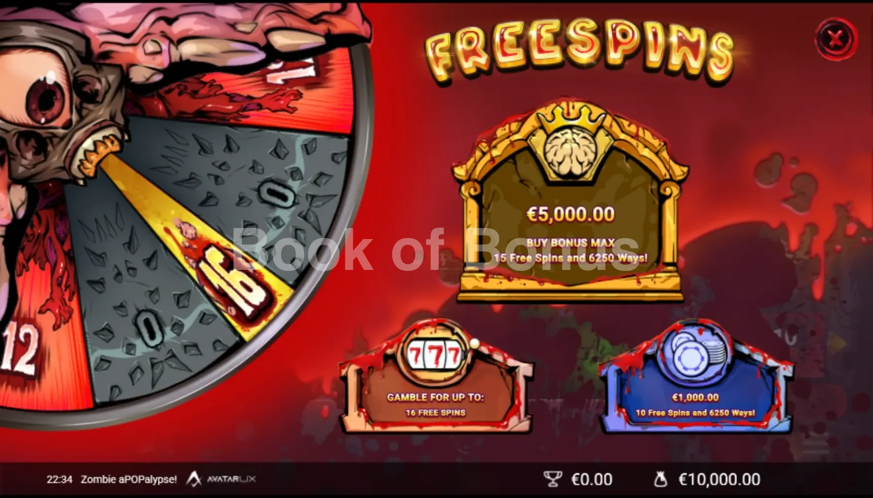 Zombie APOPalypse par Avatar UX - menu d'achat de bonus et options