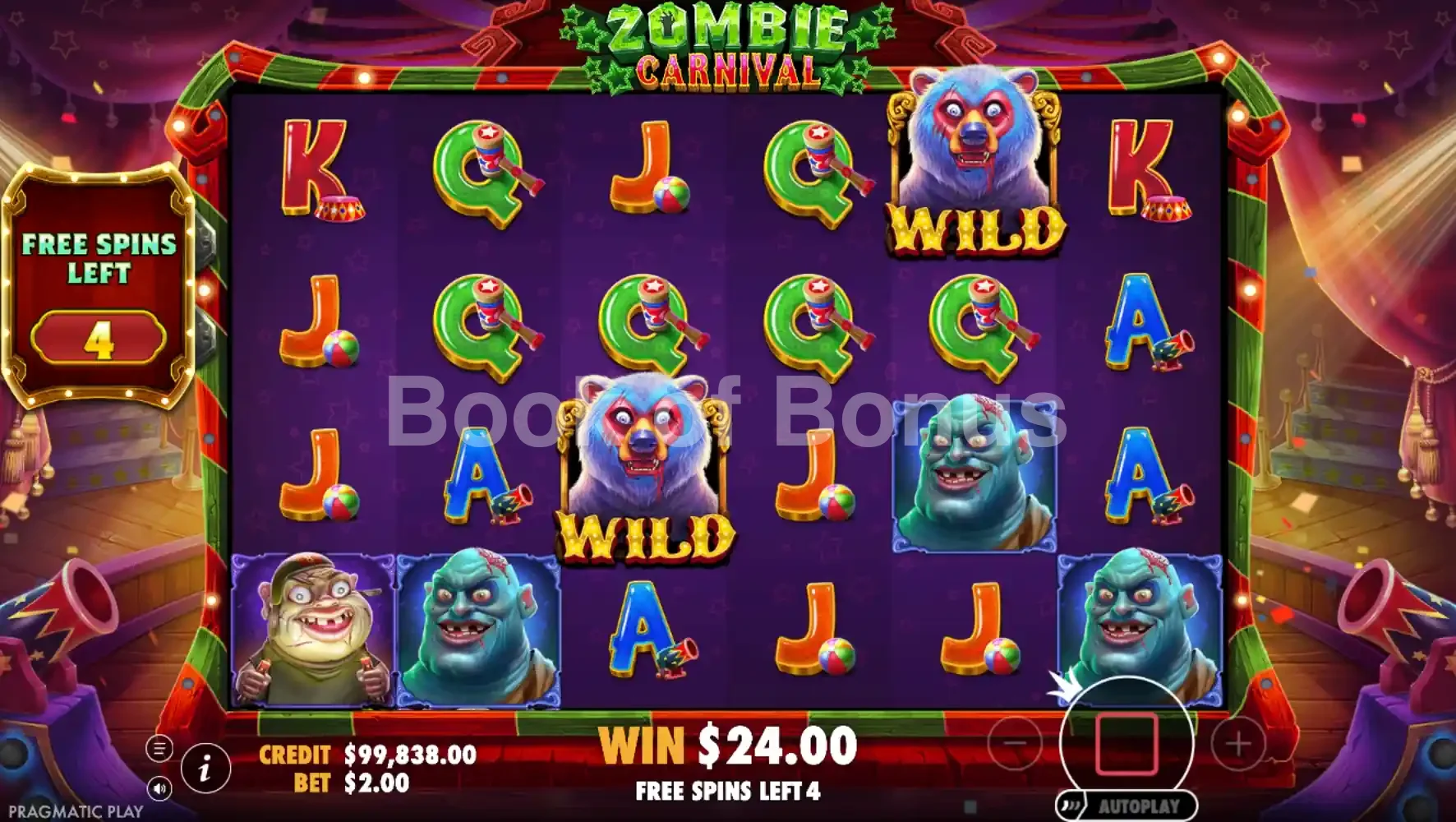 Zombie Carnival par Pragmatic Play - tours gratuits